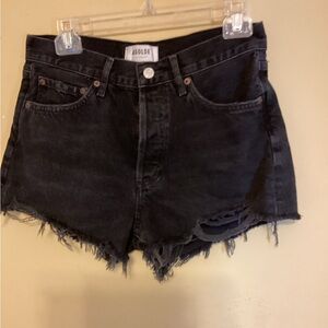 Agolde Short Parker Vintage Black Denim Frayed Cutoff shorts Size 26
